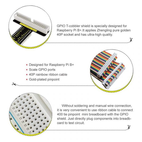 GPIO Ribbon Cable 40 Pin Breadboard Jumper Wire